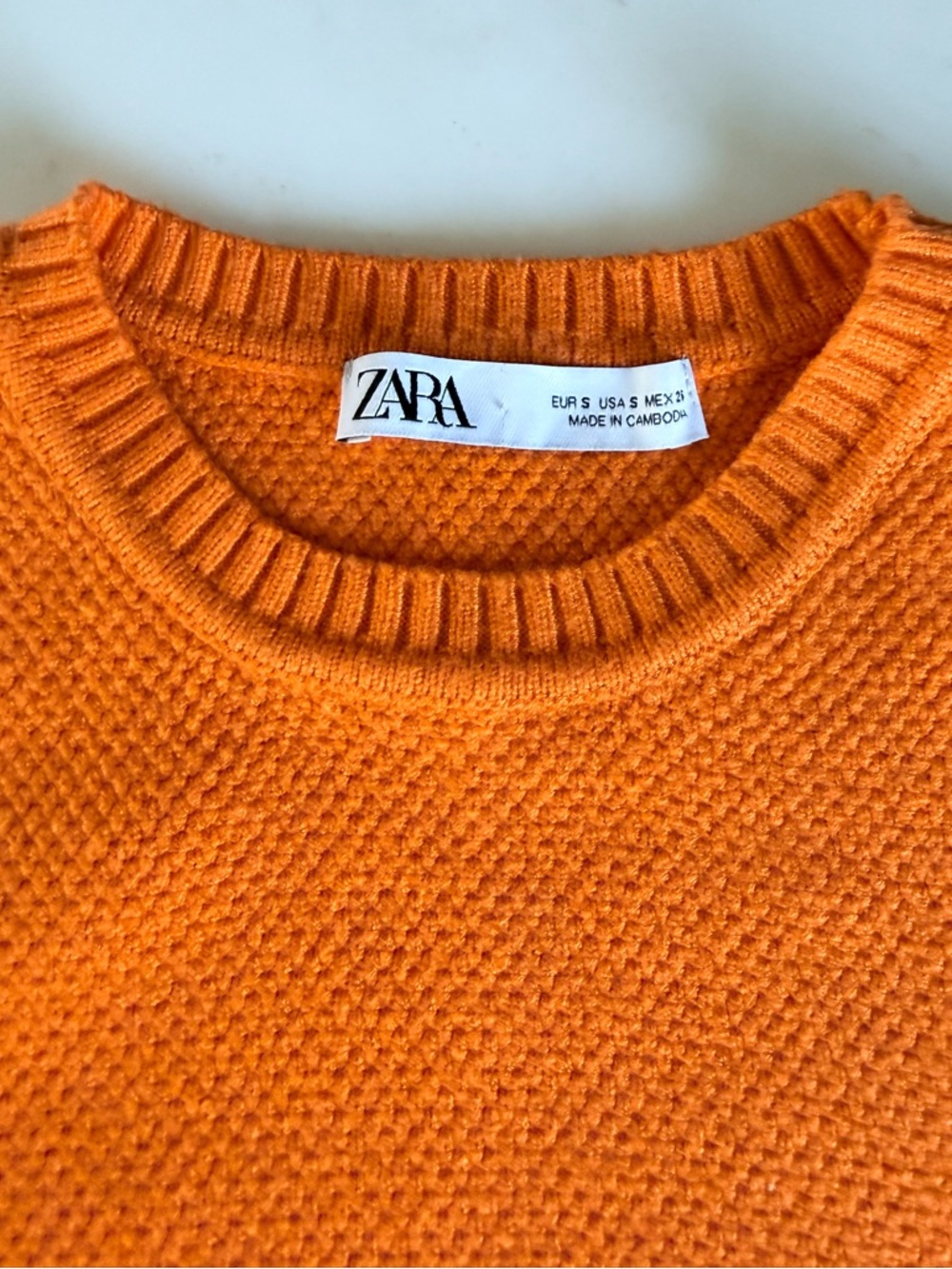 ZARA Women’s Cropped Top Short Sleeve Crew Neck Knit light Sweater Shirt Size S - Picture 7 of 17